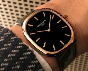 Black Leather Strap Copy Patek Philippe Watch