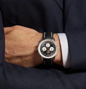 The stainless steel fake watch is designed for men.