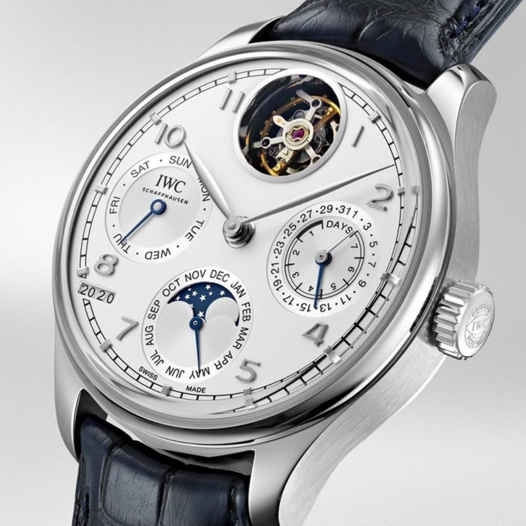 The silvery dial fake watch has Arabic numerals.