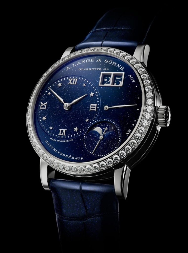 The blue strap fake watch is designed for women.